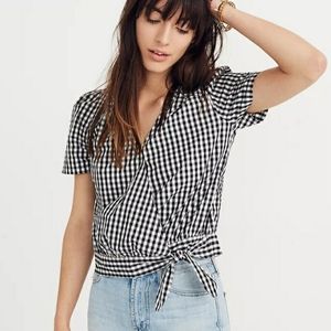 Madewell Gingham Wrap Top
